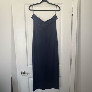 Blue strapless navy blue dress